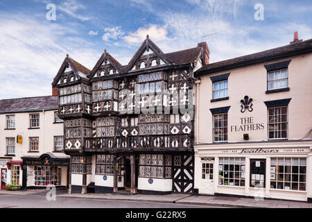 L'hôtel Feathers, une année, 1énumérés, bâtiment de style Tudor à Ludlow, Shropshire, England, UK Banque D'Images