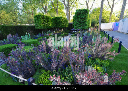 Londres, Royaume-Uni. 23 mai, 2016. L'appui, le jardin Husqvarna (conçu par Charlie Albone), l'un des 17 beaux et élégants jardins afficher sur l'affichage à l'2016 RHS Chelsea Flower Show qui a ouvert ses portes aujourd'hui, Londres, Royaume-Uni. Crédit : Michael Preston/Alamy Live News Banque D'Images