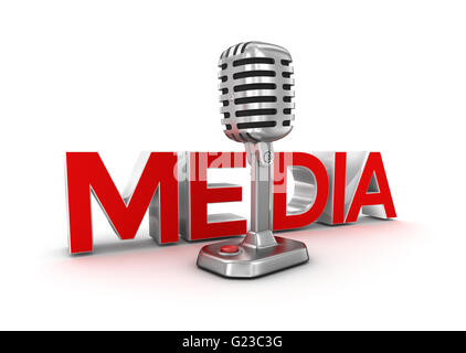 Texte des médias et le microphone, 3d Concept Banque D'Images
