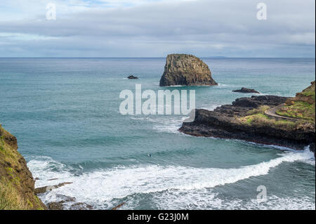 Vue aérienne de Praia da Alagoa, surfer's Beach à l'île de Madère Banque D'Images