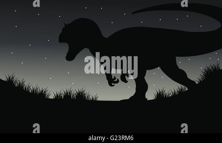 Silhouette de dilophosaurus la nuit Illustration de Vecteur