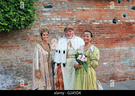 Les gens en costume à Regata Storica di Venezia - Régate Historique de Venise 2015 Banque D'Images