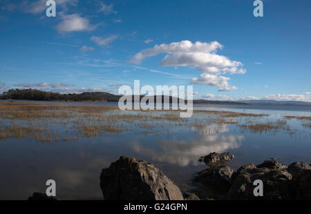 L'estuaire de la rivière de l'île Kent Holme Grange-over-Sands Arnside Knott distance dans la baie de Morecambe Cumbria England Banque D'Images