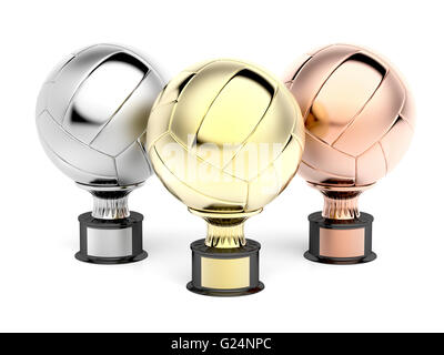 Trophées de volley-ball pour les premier, deuxième et troisième place Banque D'Images