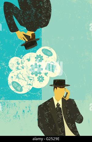 B2B Communications deux hommes d'affaires engagés dans la communication d'entreprise. Illustration de Vecteur