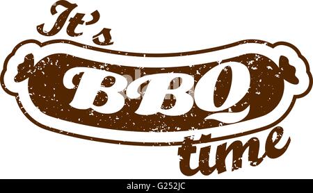 Vecteur. Grill Barbecue saucisse : c'est le temps. Barbecue d'été. La saison de barbecue. Installations pour Barbecue de l'affiche. Pique-nique d'été à l'extérieur. Le Barbecue de la famille. Produits connexes barbecue adv. Faire griller de la viande. Illustration isolé barbecue. Retro Barbecue Illustration de Vecteur