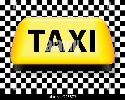 Taxi jaune avec checkered background Illustration de Vecteur