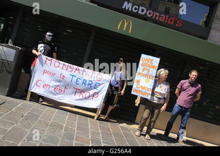 Marche mondiale et manifestation contre Monsanto, contre les organismes génétiquement modifiés (OGM) contre la disparition des abeilles Banque D'Images