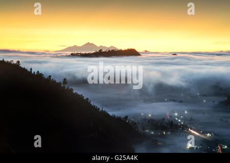 Vue Mont Rinjani, Pinggan, Bali, Indonésie Banque D'Images