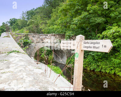 Inscrivez-vous sur le canal de Llangollen Denbighshire dans le Nord du Pays de Galles UK Banque D'Images