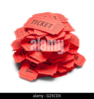 Petit tas de billets rouge isolé sur fond blanc. Banque D'Images
