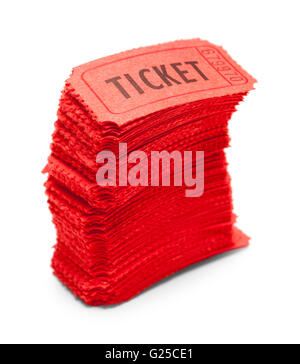 Pile de billets rouges Basculer isolé sur fond blanc. Banque D'Images