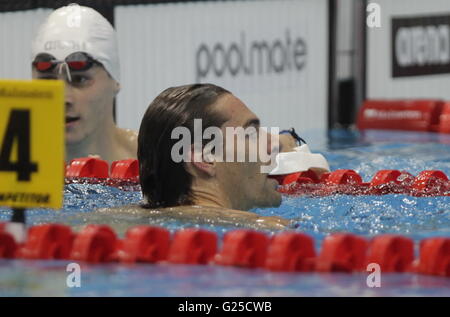 Londres, Angleterre : Mai 19, 2016 Camille Lacourt nageur français Champion d'Europe 50 m dos à Londres Banque D'Images