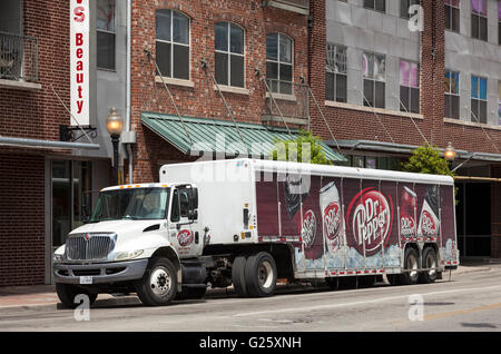 Dr Pepper chariot à Dallas, Texas, USA Banque D'Images