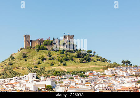 Château médiéval au-dessus du village d'Almodovar del Rio, province de Cordoba, Espagne Banque D'Images