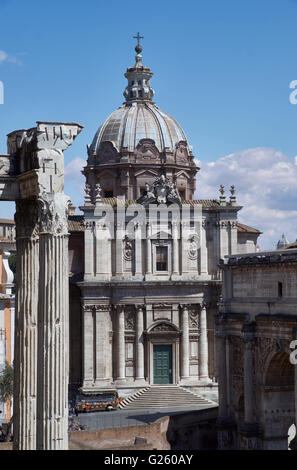 Santi Luca e Martina, une église en forme de dôme à Rome, Italie, par Pietro da Cortona, années 1630 et années 1640. Banque D'Images