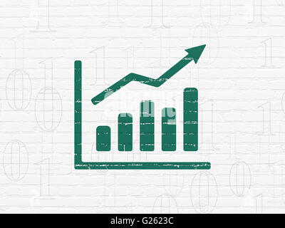 Concept d'affaires : croissance graphique sur fond de mur Banque D'Images