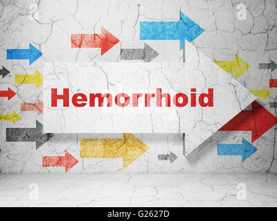 Concept de santé : flèche avec hémorroïde sur grunge wall background Banque D'Images