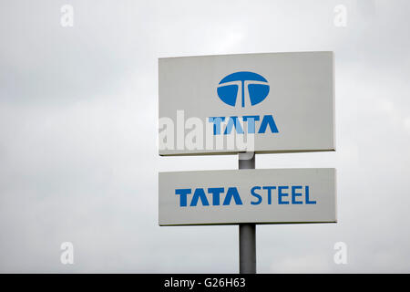 Tata Steel works sign logo. Banque D'Images