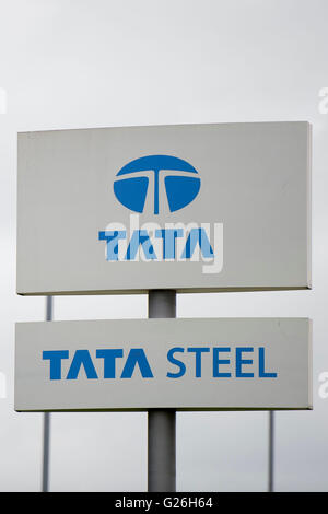 Tata Steel works sign logo. Banque D'Images