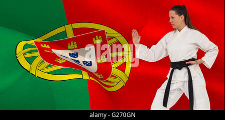 Image composite de la scène de chasse femelle position karaté Banque D'Images