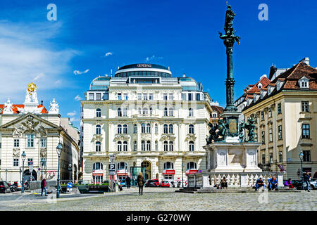 Vienne, am Hof avec pompier et generali assurances, Wien, am Hof mit feuerwehrwache generali und versicherung Banque D'Images