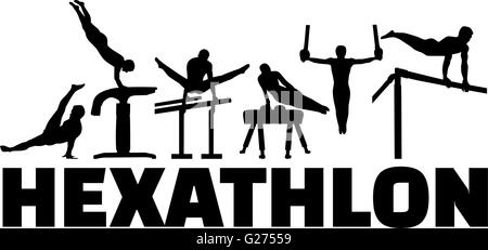 Gymnastique Hexathlon set Illustration de Vecteur