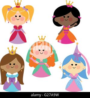 Belle fille princesses vector collection. Illustration de Vecteur