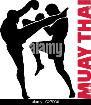 Mot de Muay Thai avec lutte Illustration de Vecteur