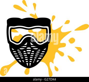 Masque Paintball avec splash jaune Illustration de Vecteur