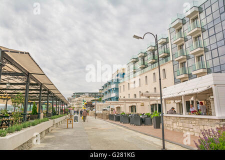 Rive de Balchik, station balnéaire et ville côtière romantique au bord de la mer Noire, Bulgarie Banque D'Images