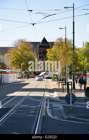 La Cathédrale de Christchurch montrant dommages sismiques Banque D'Images