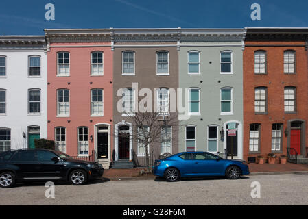 Quartier historique des maisons en rangée à Baltimore Maryland MD Banque D'Images