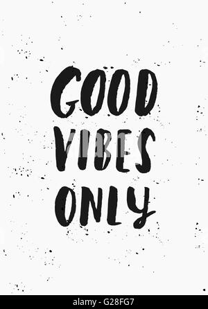 Hôtel moderne et élégant design typographique de l'affiche. Part les lettres texte 'Good Vibes' uniquement en noir sur fond blanc. Illustration de Vecteur