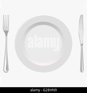 Plaque d'illustration vectorielle, fourchette et couteau Illustration de Vecteur