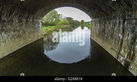 Vue aérienne, ancien ride, la construction d'un pont, de l'eau pont sur la lèvre, canal désaffecté, Lippeauen flux flux Lippe, conservation, Banque D'Images