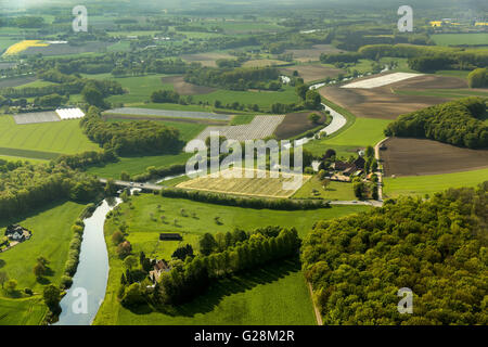 Vue aérienne, Hotel château de bruit sur la lèvre, Olfen, Lippeauen Lippe Lippe, bien sûr, Pays de campagne, Banque D'Images