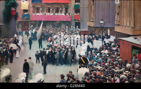 Ramon Casas - la Procession du Corpus Christi de quitter l'église de Santa - MNAC - Barcelone Banque D'Images