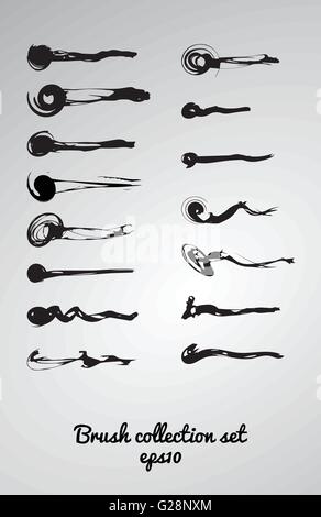 Vector grand ensemble de 15 différents groupes grunge coups de pinceau. Illustration de Vecteur