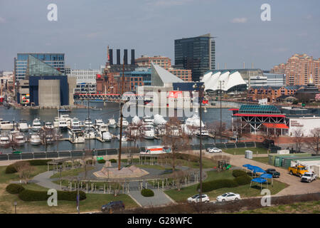 Skyline Baltimore Maryland MD Harbour Marina Banque D'Images