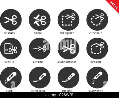 Couper des icônes sur fond blanc Illustration de Vecteur
