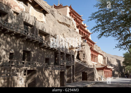 Complexe des grottes de Mogao. Province de Guansu, Chine. Banque D'Images