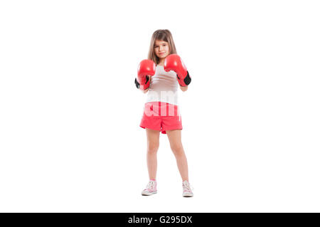 Jeune et mignon adorable boxer with red boxing gloves Banque D'Images