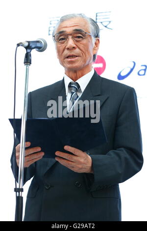 Tokyo, Japon. 26 mai, 2016. Tsuyoshi Aoki : une conférence de presse au sujet de la présentation de l'équipe nationale japonaise de sport officiel des Jeux Olympiques de Rio de Janeiro en 2016 Tokyo, Japon . Credit : Sho Tamura/AFLO SPORT/Alamy Live News Banque D'Images