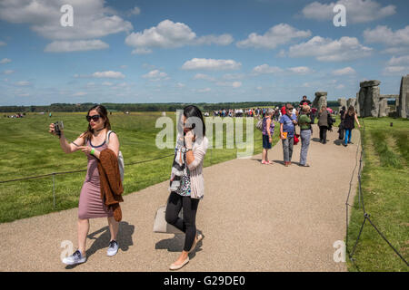 Stonehenge, Wiltshire, Royaume-Uni. 26 mai, 2016. Une magnifique journée à Stonehenge attire beaucoup de visiteurs. Crédit : Paul Chambers/Alamy Live News Banque D'Images