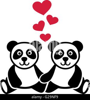 Deux pandas amoureux Illustration de Vecteur