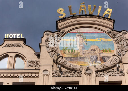 Hôtel et restaurant Slavia, style Art Nouveau, Kosice, Slovaquie Banque D'Images