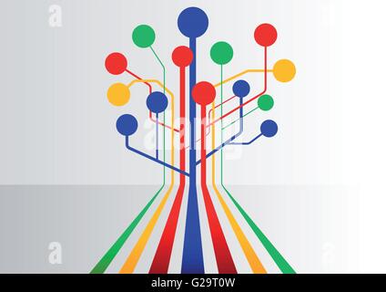 Résumé fond coloré d'affaires avec plusieurs lignes branching out pour former une structure en arborescence Illustration de Vecteur