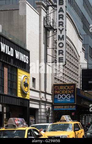 Ethel Barrymore Theatre chapiteau dans Times Square, NYC Banque D'Images