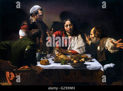 Le souper à Emmaüs par Julienne Latium Ligurie Lombardie Marches Molise (Caravage, huile sur toile, 1601. Banque D'Images